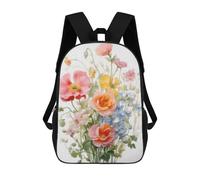 sinyumoney Floral Bouquet Painting Art Print Backpack 3D Print Kids Bag Elementary Students Daypack Lightweight School Bag for Children Girls Boys Nursery Lunch Pack 17inch