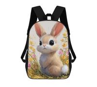 sinyumoney Floral Bunny Art Print School Backpack Lightweight Airport College Students Back Pack for Boys/Girls/Teenagers 17inch