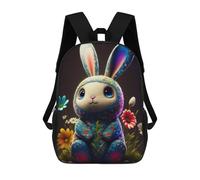 sinyumoney Floral Bunny in Garden 3D Printed Children's School Backpack for Kids Travel Rucksacks Book Bags Kids School Bag 17inch