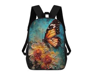 sinyumoney Floral Butterfly Painting Backpack School Bag Water Resistant Computer Rucksack for Teenage Girls Boys Women Men 17inch