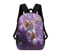 sinyumoney Floral Cat Art Print -1 Kids Backpack,School Backpack Kids School Bag 3D Printed Cartoon Large Capacity Backpack for Kids Boys And Girls 17inch