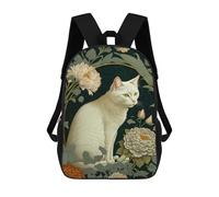 sinyumoney Floral Cat Art Print -3 School Backpack Water Resistant Travel Backpack Computer Bag for Men, Women & Teenage Boys 17inch