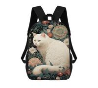 sinyumoney Floral Cat Art Print-4 School Backpack Water Resistant Travel Backpack Computer Bag for Men, Women & Teenage Boys 17inch