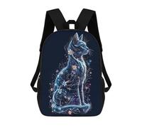 sinyumoney Floral Cat Digital Art Children's Backpacks School Backpack 3D Printed for Kids Travel Rucksacks Book Bags Kids 17inch School Bag