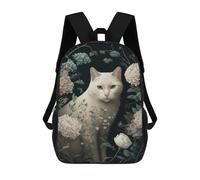 sinyumoney Floral Cat Garden Art Print-3 Backpack School Bag High Secondary School Bags Casual Backpack - Perfect for Travel, Work And Daily Use 17inch