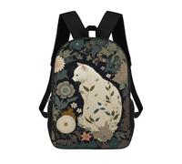 sinyumoney Floral Cat Garden Art Print-4 Backpack School Bag Work Laptop Backpack Rucksack Bag for Boys/Girls/Teenagers 17inch