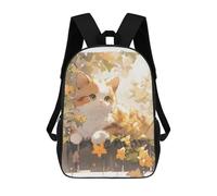 sinyumoney Floral Cat Garden Children's Backpack, Schoolbag Large Capacity Students Bookbag Rucksack Knapsack for Boys Girls Adults Teen 17inch