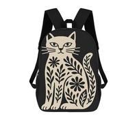 sinyumoney Floral Cat Illustration School Backpack Water Resistant School Bag Business Backpack for Girls Boys Teenage 17inch