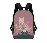 sinyumoney Floral Cat Silhouette with Butterflies Rucksack School Secondary High School College Backpack Travel for Campus Outdoor Travel Sports 17inch