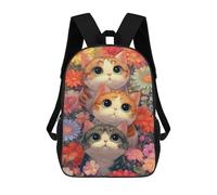 sinyumoney Floral Cat Trio-2 Backpack Cartoon Plush Bag, 3D Backpack for Kids School Bag Birthday Gift Idea for Boys And Girls 17inch