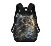 sinyumoney Floral Cat with Butterfly School Backpack Business Durable Laptop Bag for Camping Outdoor Adventures And Daily Travel 17inch