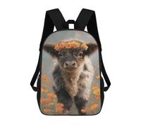 sinyumoney Floral Cow in Field Rucksack School Secondary High School College Backpack Travel for Campus Outdoor Travel Sports 17inch