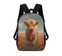 sinyumoney Floral Cow in Field School Backpack Water Resistant School Bag Business Backpack for Men/Women 17inch