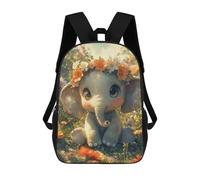 sinyumoney Floral Crown Elephant Art School Backpack Fashion Stationery Backpack Waterproof Casual Daypacks for Camping Outdoor Adventures And Daily Travel 17inch