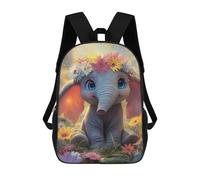 sinyumoney Floral Crown Elephant Painting School Backpack Water Resistant School Bag Business Backpack for Men/Women 17inch