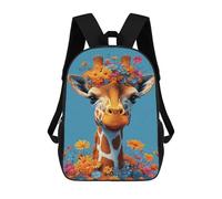 sinyumoney Floral Crown Giraffe Art Print Backpack School Bag Lightweight Casual Daypack School Backpacks for School/Work/Travel 17inch