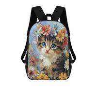 sinyumoney Floral Crown Kitten Painting-1 School Backpack Lightweight Schoolbag Dayback Bookbag College for Camping Outdoor Adventures And Daily Travel 17inch