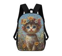 sinyumoney Floral Crown Kitten Painting-2 School Backpack Business Durable Laptop Bag for Camping Outdoor Adventures And Daily Travel 17inch