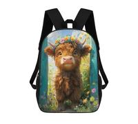 sinyumoney Floral Crowned Highland Cow Backpack School Bag Computer Rucksack for School/Work/Travel for Camping Outdoor Adventures And Daily Travel 17inch