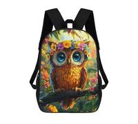 sinyumoney Floral Crowned Owl Art Print School Backpack Lightweight Airport College Students Back Pack for Boys/Girls/Teenagers 17inch
