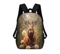 sinyumoney Floral Deer Majesty School Backpack Water Resistant Computer Rucksack for Campus Outdoor Travel Sports 17inch