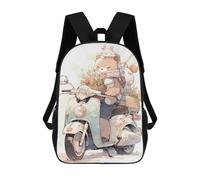 sinyumoney Floral Delivery Bear Scooter Ride Backpack School Bag Daypacks Business Backpack Water Resistant Bookbag for Girls Boys Teenage 17inch