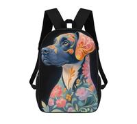 sinyumoney Floral Dog Boxe Portrait Animal School Bag 3D Printed Children's School Backpack Casual Fashion Travel Backpacks for Kids School Students 17inch
