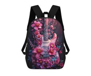 sinyumoney Floral Electric Guitar Art Rucksack Water Resistant Travel Backpack Computer Bag for Men, Women & Teenage Boys 17inch