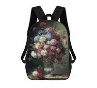 sinyumoney Floral Elegance in Glass Vase School Backpack Rucksack Casual Daypacks School Work Travel Bag for Camping Outdoor Adventures And Daily Travel 17inch