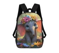 sinyumoney Floral Elephant Fantasy Backpacks Kids 17inch School Backpack School Bag 3D Printed School Bag for Boys Elementary And Middle School Students