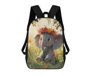 sinyumoney Floral Elephant in Garden Rucksack Water Resistant Computer Rucksack for Camping Outdoor Adventures And Daily Travel 17inch