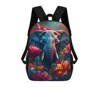 sinyumoney Floral Elephant School Backpack Lightweight Airport College Students Back Pack for Girls Boys Teenage 17inch