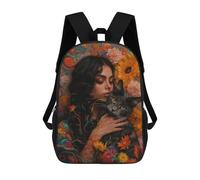 sinyumoney Floral Embrace 3D Printed 17 Inch School Backpack Children's Backpacks 3D Printed Cool Knapsack for Boys Elementary And Middle