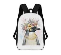 sinyumoney Floral Emperor Penguin Art Rucksack Daypacks Business Backpack Water Resistant Bookbag for Girl, Teen Girls 17inch