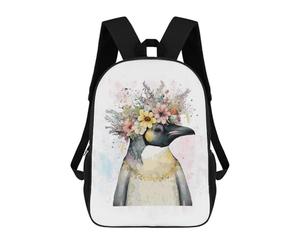 sinyumoney Floral Emperor Penguin Art Rucksack Daypacks Business Backpack Water Resistant Bookbag for Girl, Teen Girls 17inch
