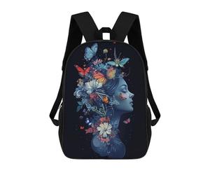 sinyumoney Floral Fairy Butterflies Children's Backpacks School 3D Printed Bag Bookbag for Kids Travel Rucksacks Boy Girl Book Bags Kids School Bag 17inch