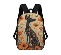 sinyumoney Floral Fantasy Black Dog Art Print Children's Backpacks School Backpack 3D Printed for Kids Travel Rucksacks Book Bags Kids 17inch School Bag