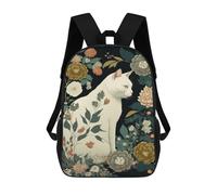 sinyumoney Floral Fantasy Cat Art-10 3D Printed 17inch School Bag Children's School Backpack Travel Backpacks Casual Fashion Bag for Kids School Students