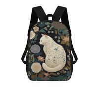 sinyumoney Floral Fantasy Cat Artwork Children's School Backpack Fashion Casual 17inch 3D Printed School Bags Boy School Backpack Large Backpack