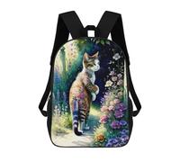 sinyumoney Floral Fantasy Cat Garden Backpack School Travel College Rucksack Backpacks for Campus Outdoor Travel Sports 17inch
