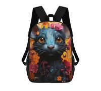 sinyumoney Floral Fantasy Cat Portrait School Backpack Large Water Resistant Laptop Backpack for Men, Women & Teenage Boys 17inch
