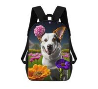 sinyumoney Floral Fantasy Dog in Bloom 3D Printed 17 Inch School Backpack Casual Children's Backpacks 3D Printed for Boys Elementary And Middle