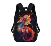 sinyumoney Floral Fantasy Dragon Art Kids School Backpack School Bag 3D Printed School Bag for Boys Elementary And Middle School Students 17inch