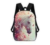 sinyumoney Floral Fantasy Horse Art Children's Backpacks 17inch School Backpack 3D Printed Bag Bookbag for Kids Travel Rucksacks Boy Girl Book Bags Kids School Bag