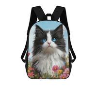 sinyumoney Floral Fantasy Kitten School Bag 3D Printed 17inch Backpacks Fashion Kids School Backpack Rucksacks for Boys Elementary And Middle School Students