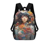 sinyumoney Floral Fantasy Portrait-1 Backpack School Bag Rucksack Casual Daypacks School Work Travel Bag for Teenage Girls Boys Women Men 17inch