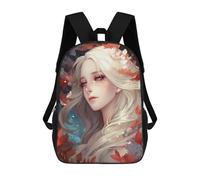 sinyumoney Floral Fantasy Portrait -8 Backpack School Bag Water Resistant Travel Backpack Computer Bag for Teenage Girls Boys Women Men 17inch