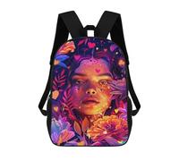 sinyumoney Floral Fantasy Portrait Backpack Schoolbags for Boys Girls Casual Sport Daypack Elementary Primary Large Capacity Bookbags 17inch