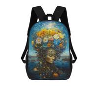 sinyumoney Floral Fantasy Sea Nymph's Elegance Kids Backpacks,3D Personalized School Bookbags for Boys Girls Large Schoolbags Casual Daypack 17inch