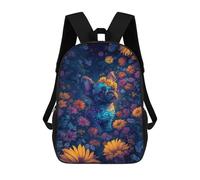 sinyumoney Floral Fantasy Vibrant Dog Artwork 17inch School Bag 3D Printed Children's School Backpack Casual Fashion Travel Backpacks for Kids School Students